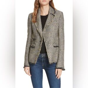 Veronica Beard Metallic Fabian Tweed Blazer Jacket Black Silver Size 4